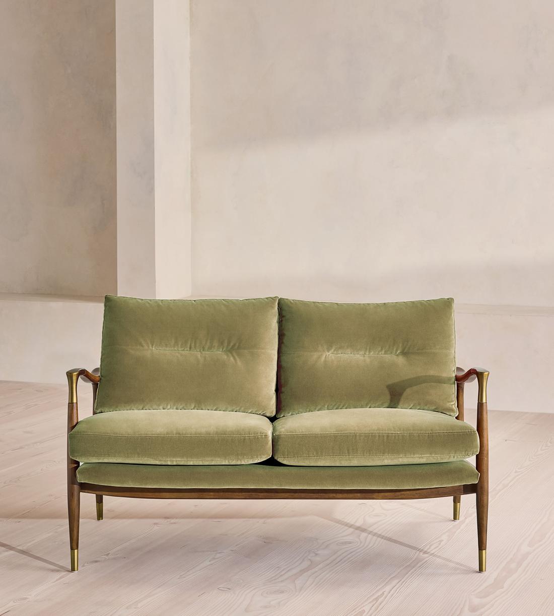Theodore Two Seater Sofa - Velvet - Lichen - US - Listing - Image 2