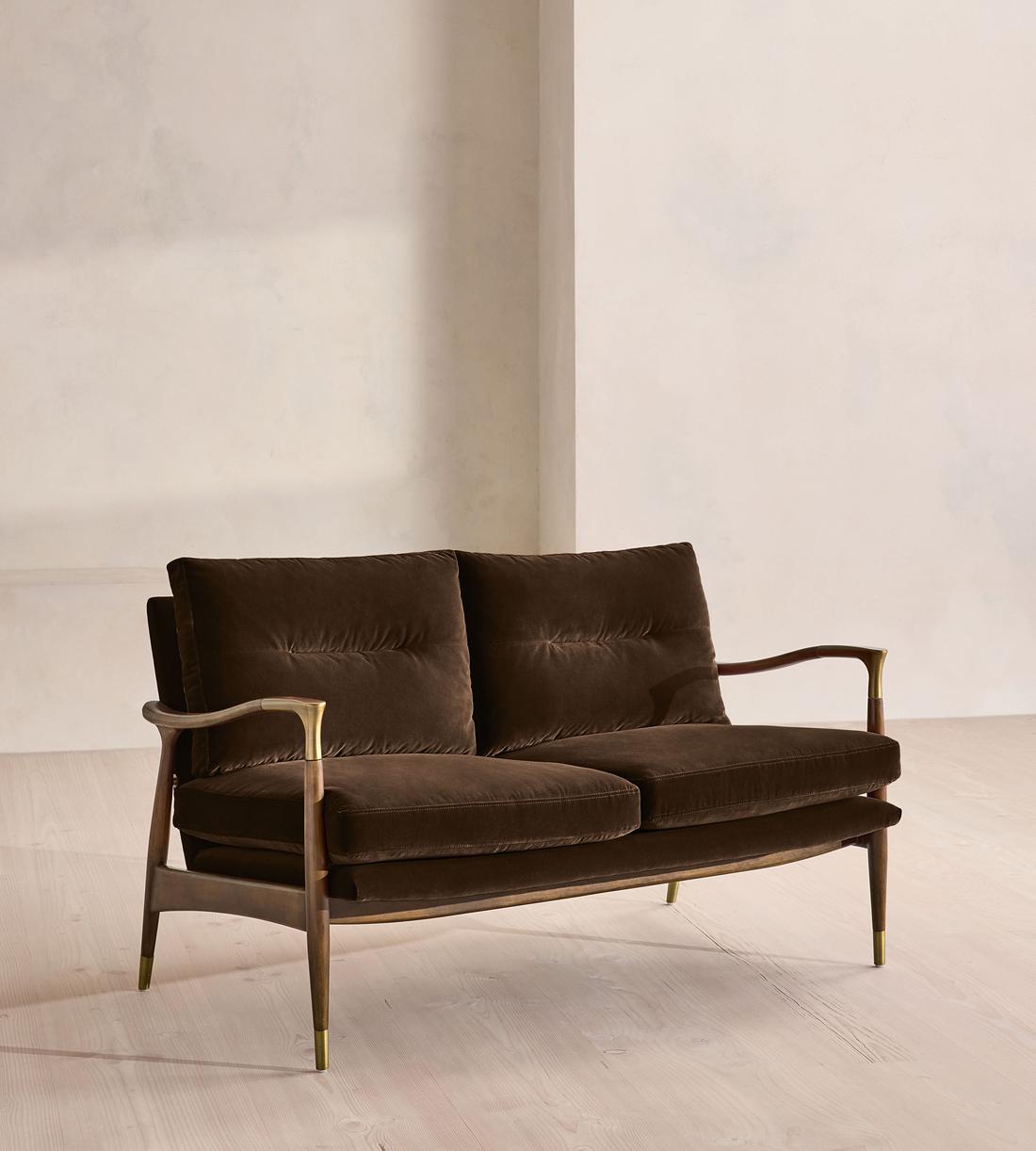 Theodore Two Seater Sofa - Velvet - Chocolate - UK - Listing - Image 1
