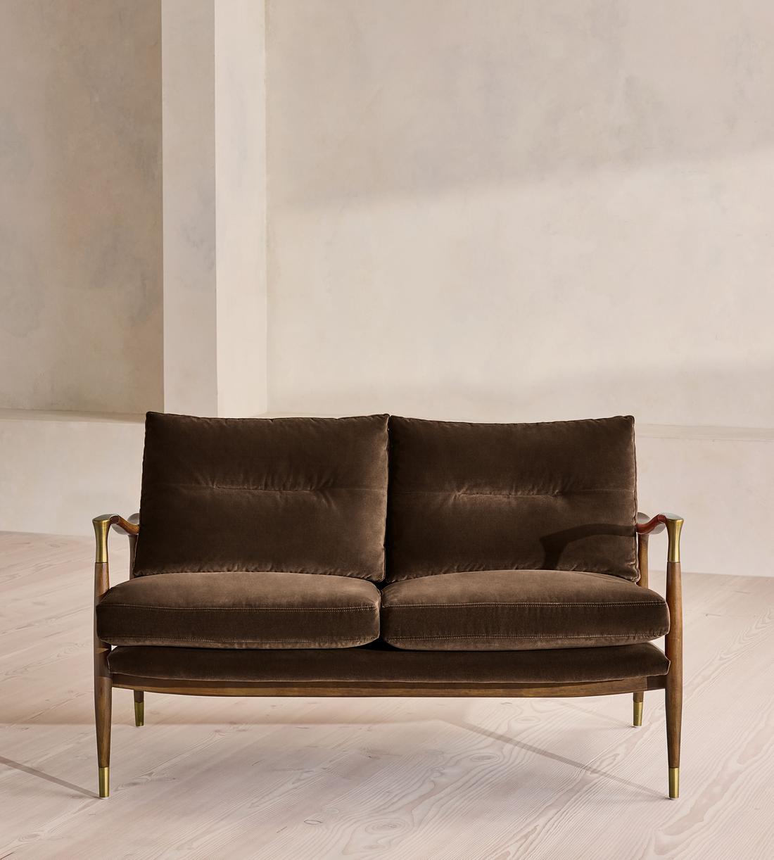 Theodore Two Seater Sofa - Velvet - Chocolate - UK - Listing - Image 2