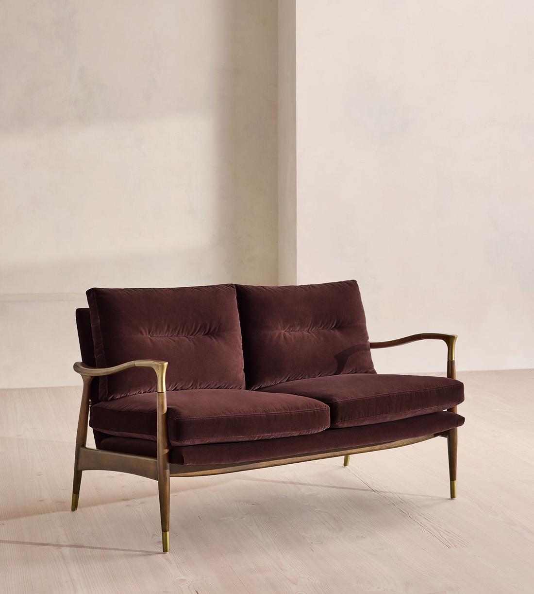 Theodore Two Seater Sofa - Velvet - Aubergine - UK - Listing - Image 1