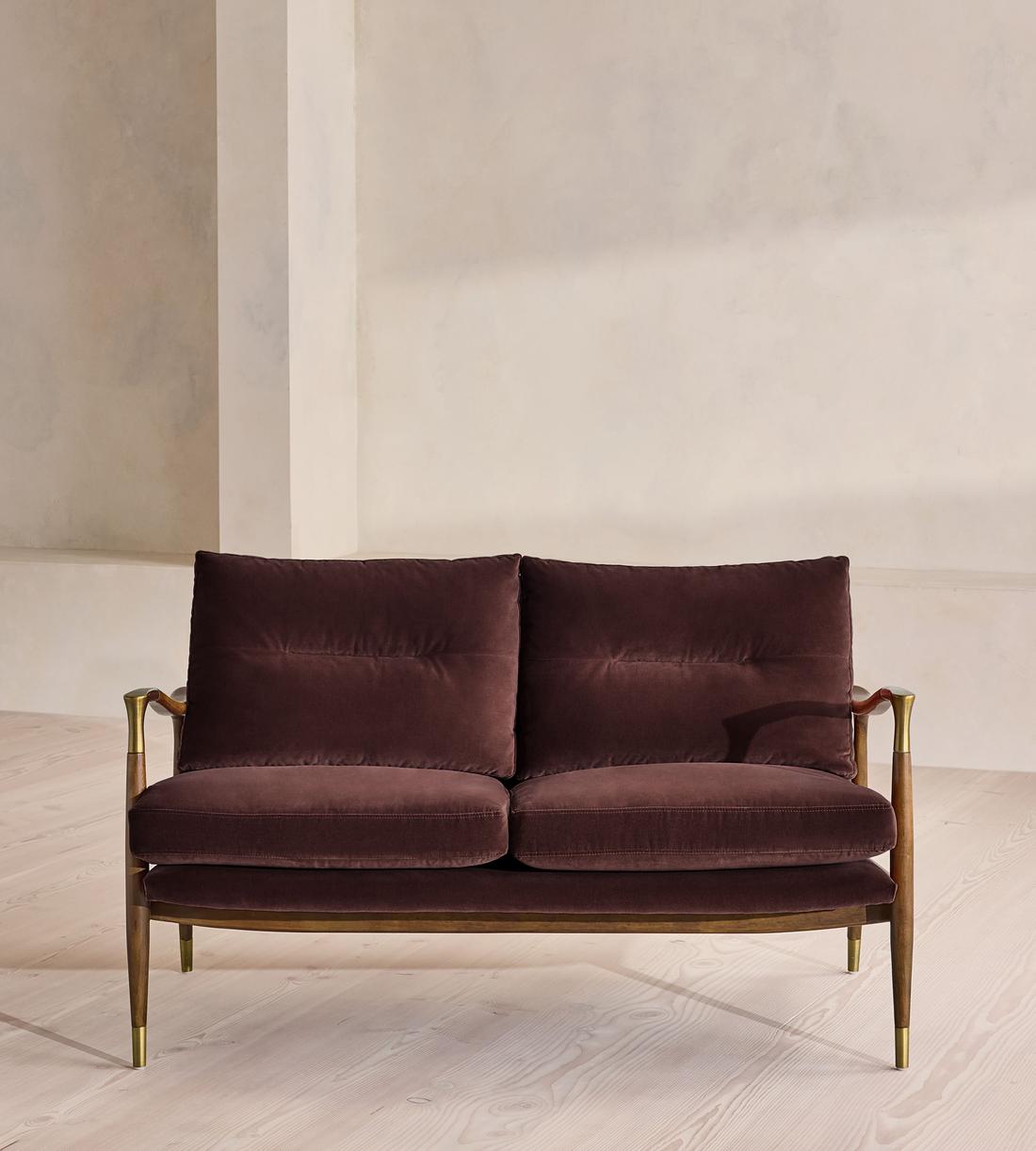 Theodore Two Seater Sofa - Velvet - Aubergine - US - Listing - Image 2