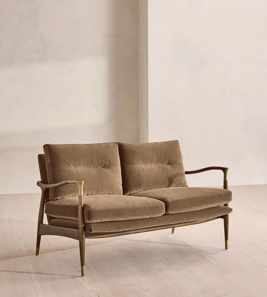 Theodore Two Seater Sofa - Velvet - Truffle - US - Listing - Image 1
