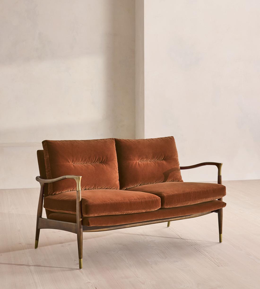 Theodore Two Seater Sofa - Velvet - Cinnamon - UK - Listing - Image 1