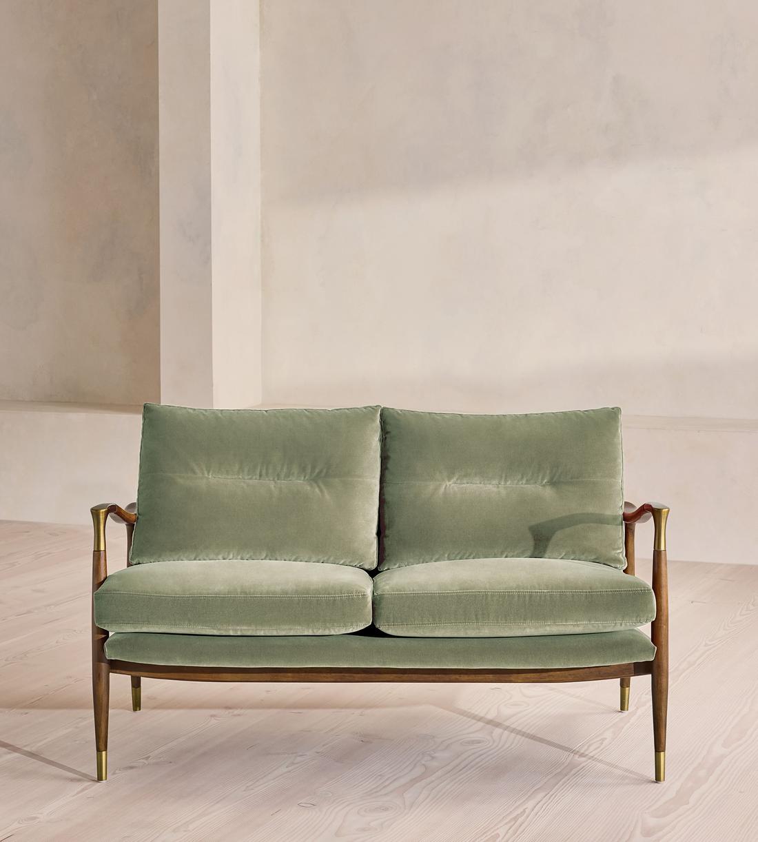 Theodore Two Seater Sofa - Velvet - Seafoam - UK - Listing - Image 2