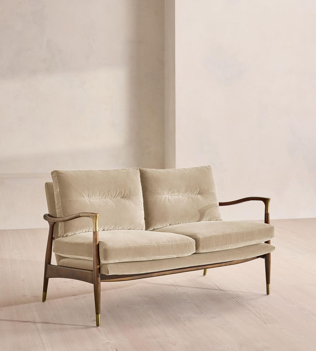 Theodore Two Seater Sofa - Velvet - Oyster - UK - Listing - Image 1