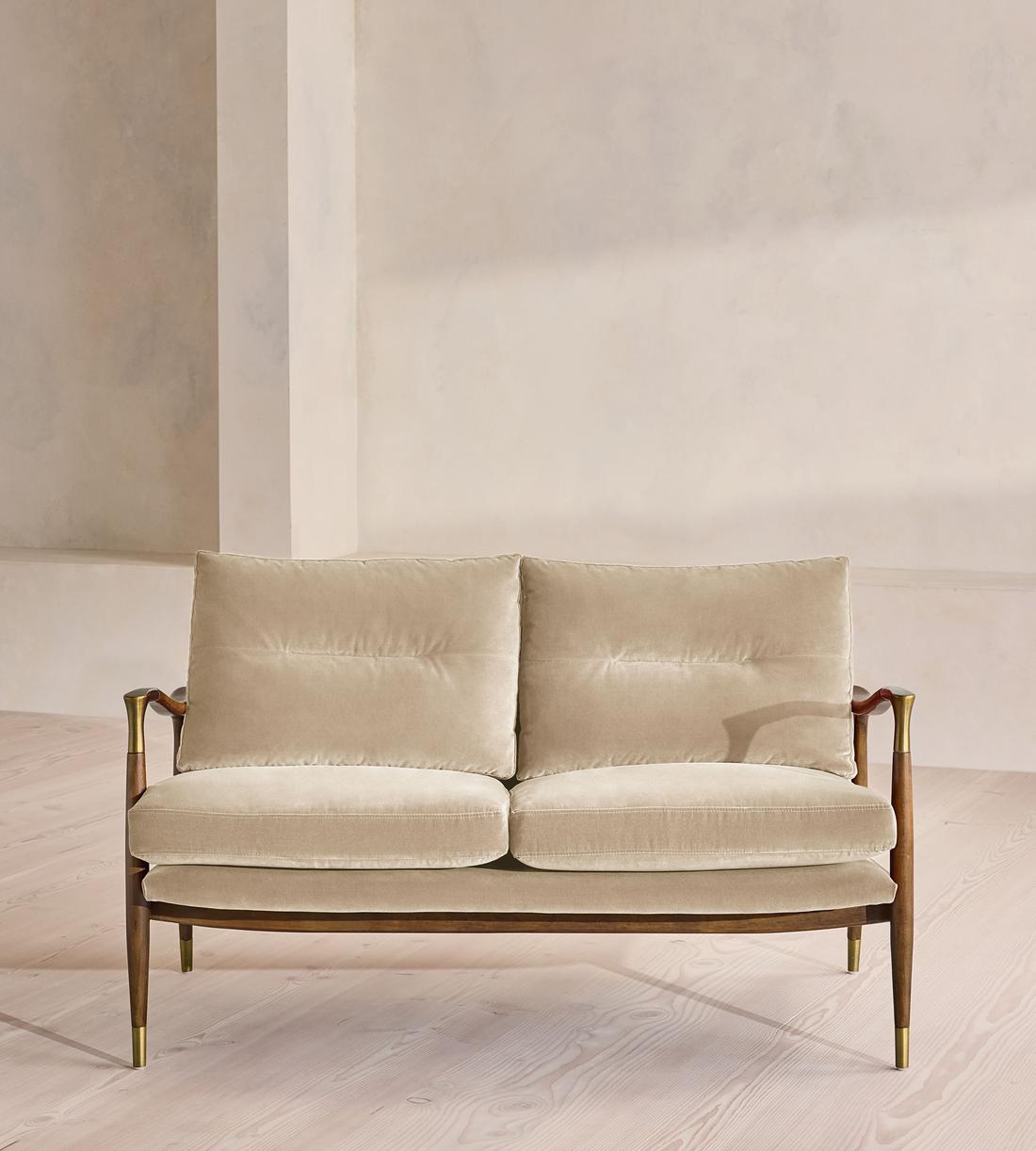 Theodore Two Seater Sofa - Velvet - Oyster - US - Listing - Image 2