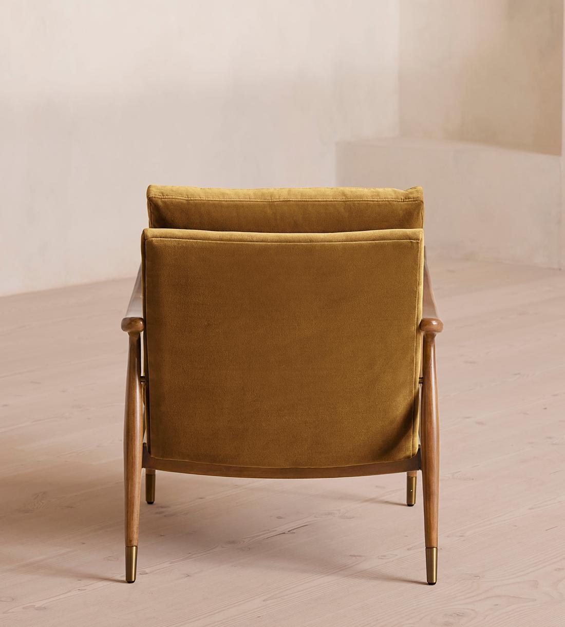Theodore Oak Armchair - Velvet - Mustard - US - Images - Image 3