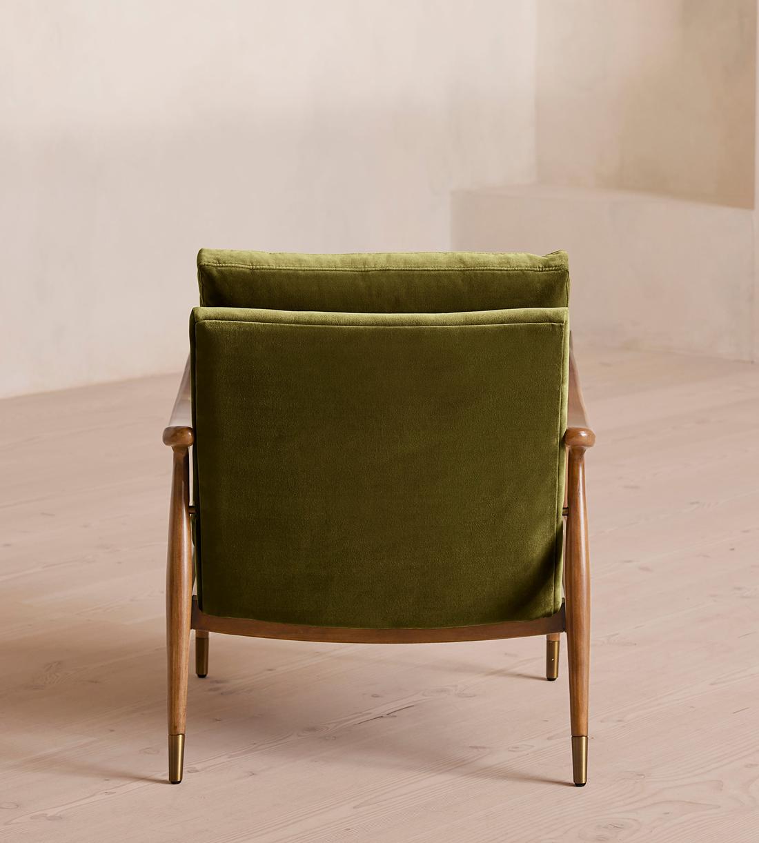 Theodore Oak Armchair - Velvet Olive - US - Images - Image 3