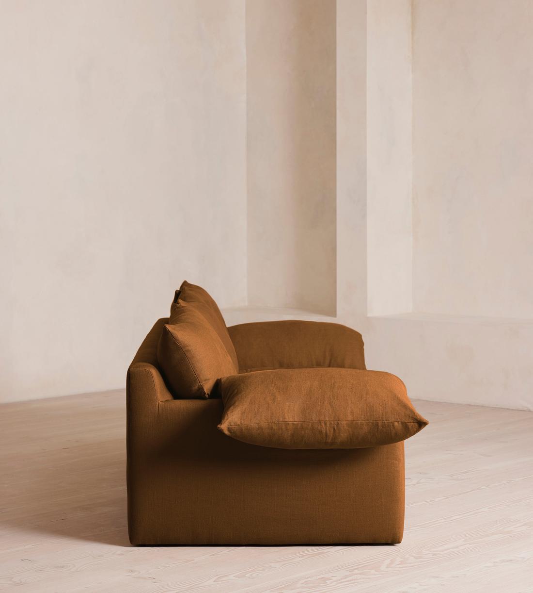 Wyatt Three Seater Sofa - Linen - Terracotta - UK - Images - Image 3