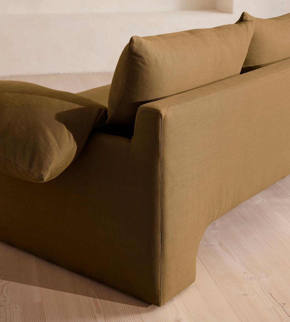 Wyatt Three Seater Sofa - Linen - Ochre - Images - Image 6