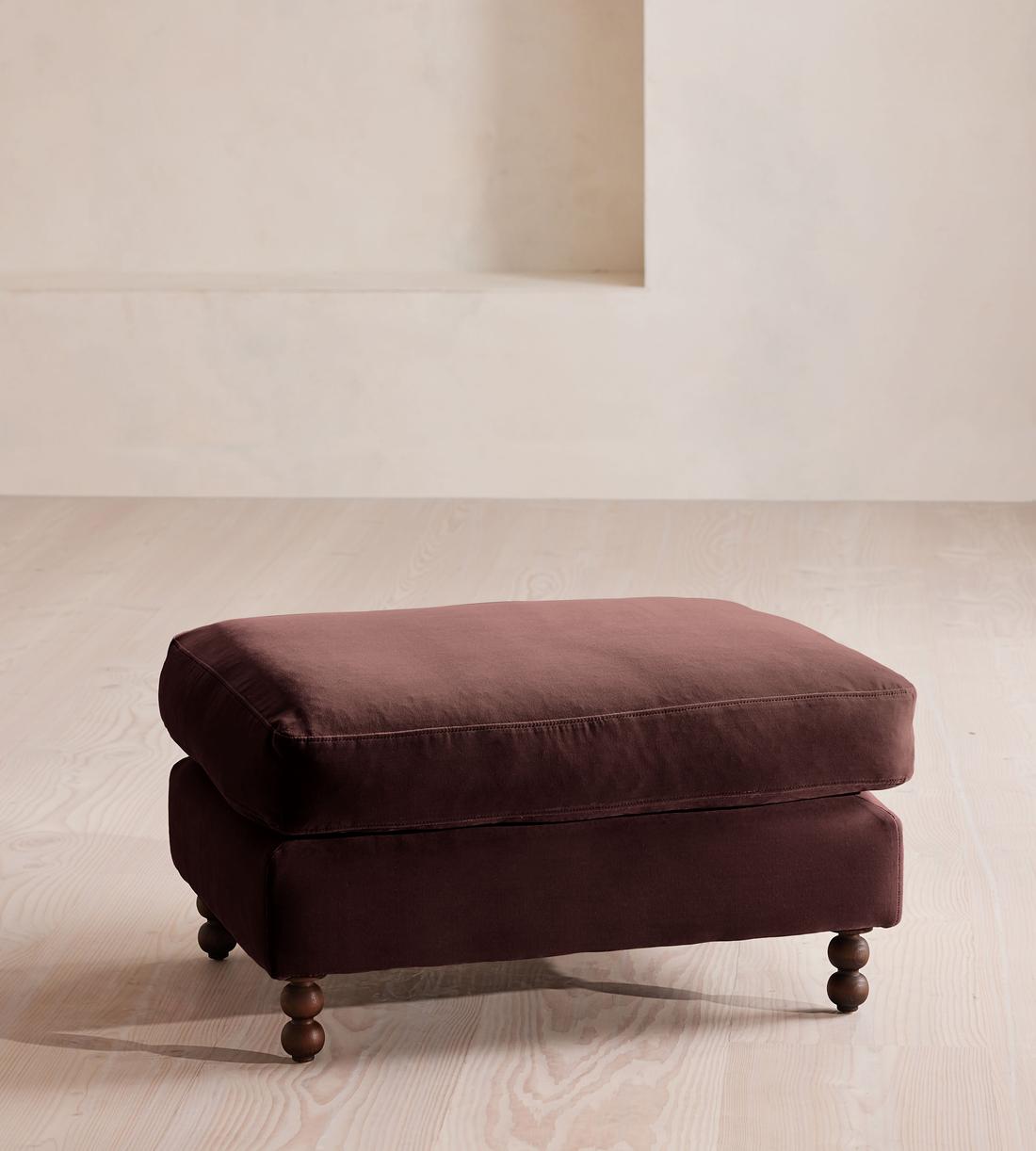 Audrey Rectangle Ottoman - Velvet - Aubergine - UK - Listing - Image 1