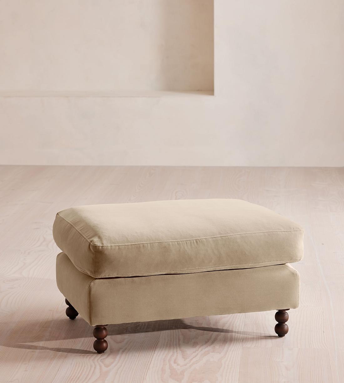 Audrey Rectangle Ottoman - Velvet - Oyster - US - Listing - Image 1