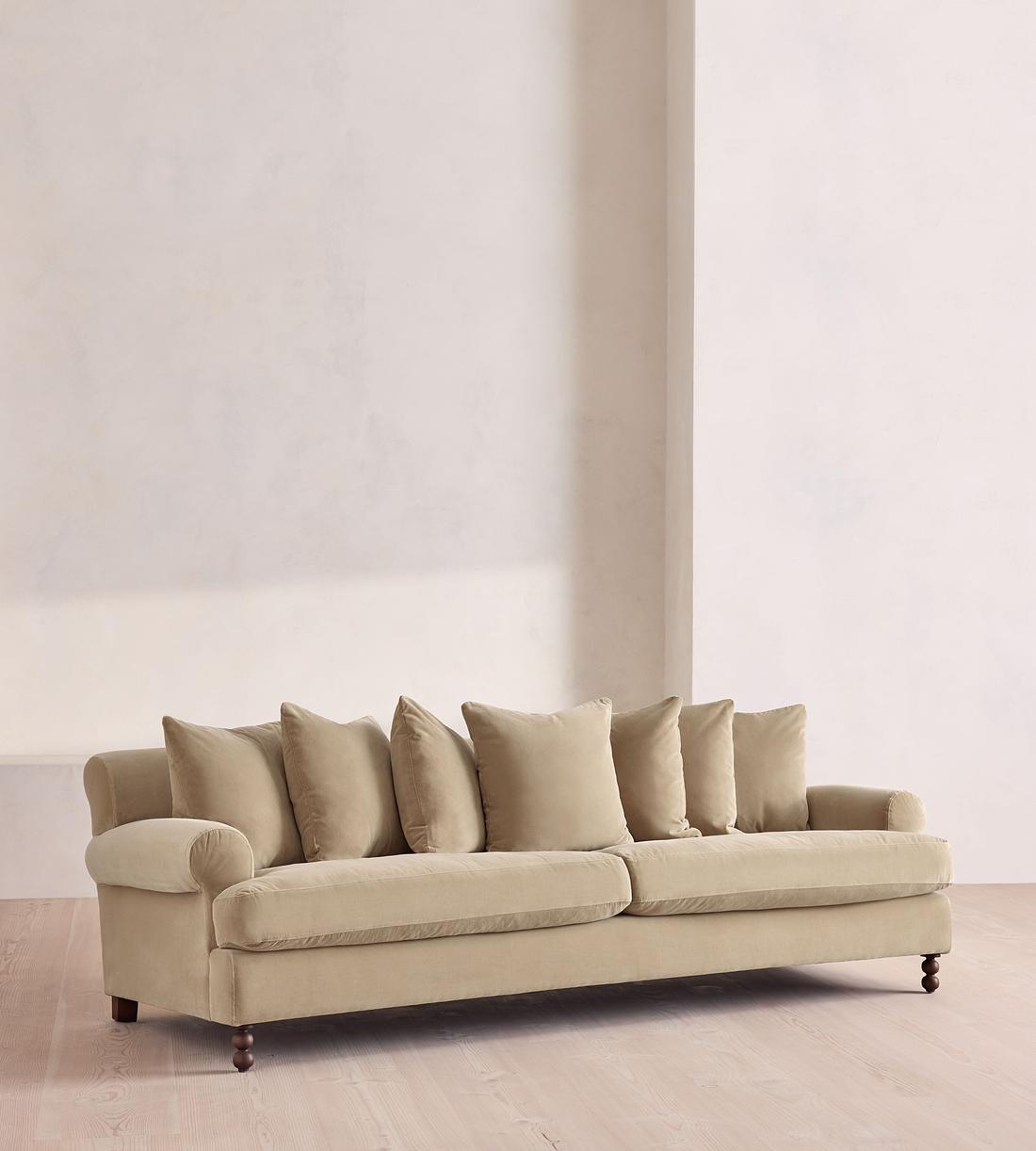 Audrey Four Seater Sofa - Velvet - Oyster - UK - Listing - Image 2