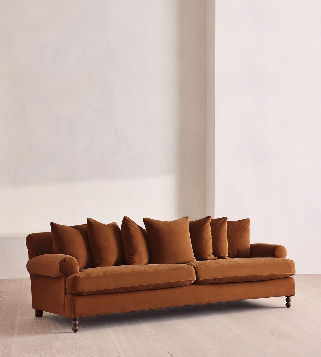 Audrey Four Seater Sofa - Velvet - Cinnamon - US - Listing - Image 2