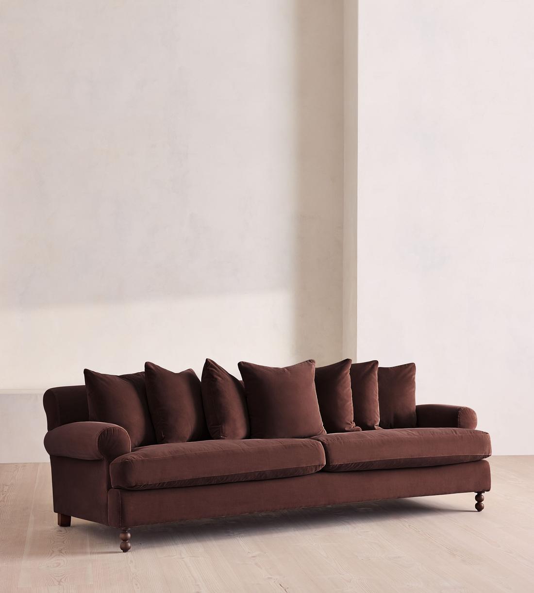 Audrey Four Seater Sofa - Velvet - Aubergine - UK - Listing - Image 2