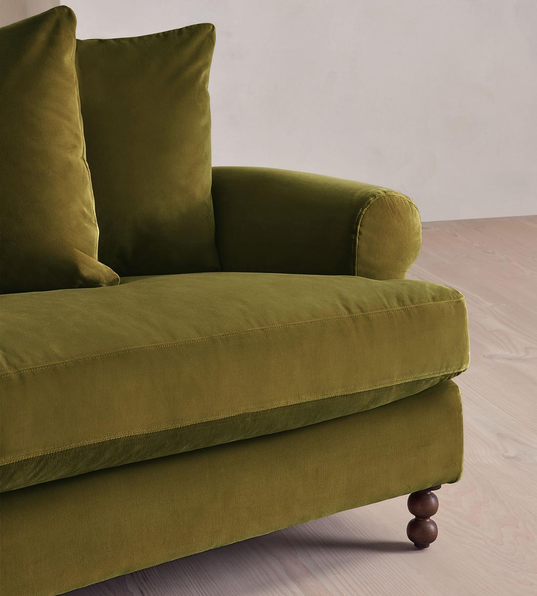 Audrey Four Seater Sofa - Velvet - Olive - Images - Image 5