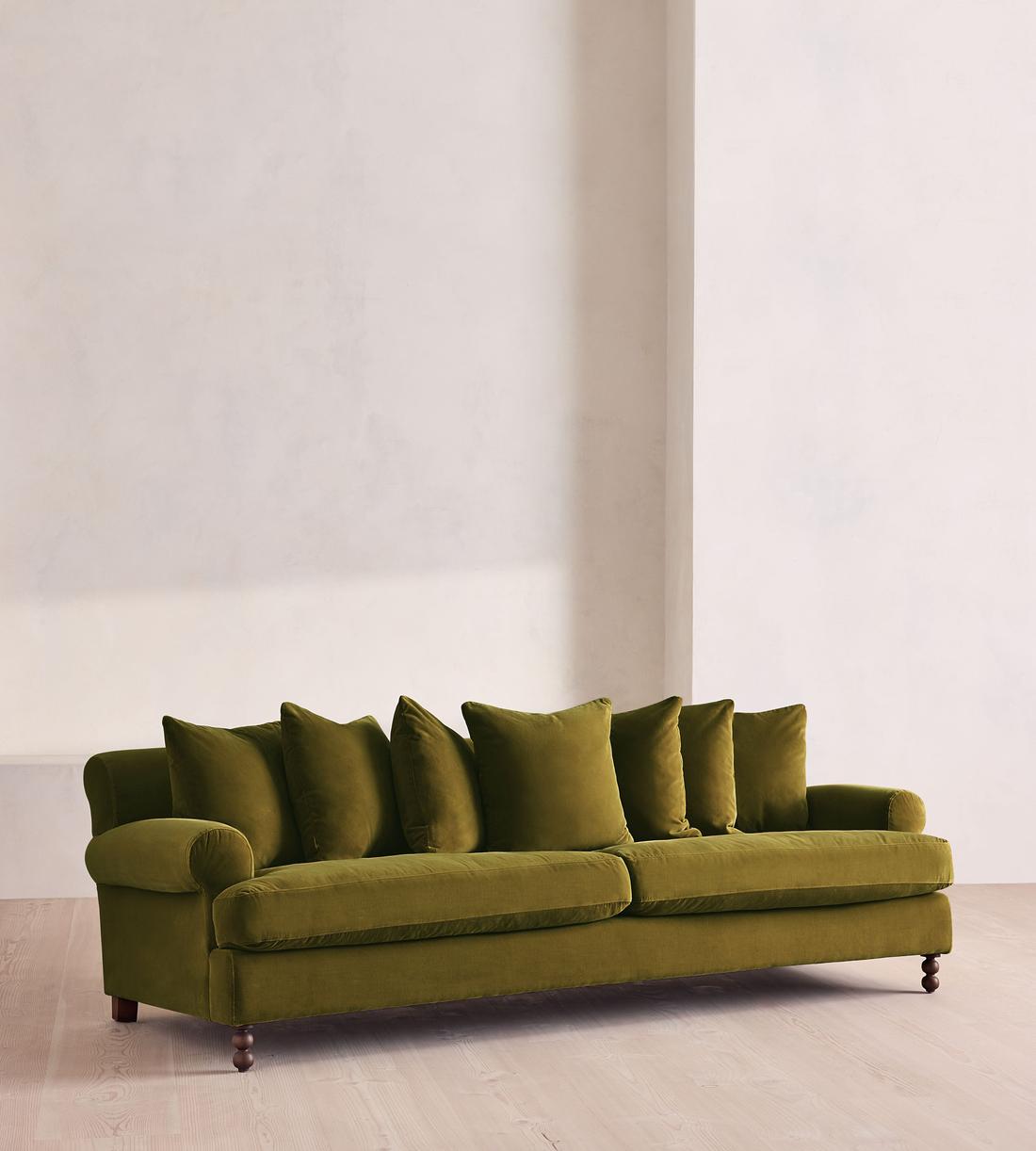 Audrey Four Seater Sofa - Velvet - Olive - US - Listing - Image 2