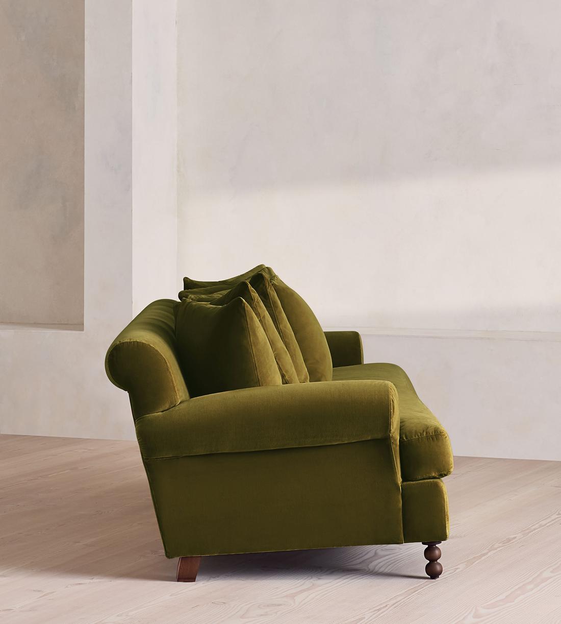 Audrey Four Seater Sofa - Velvet - Olive - US - Images - Image 3