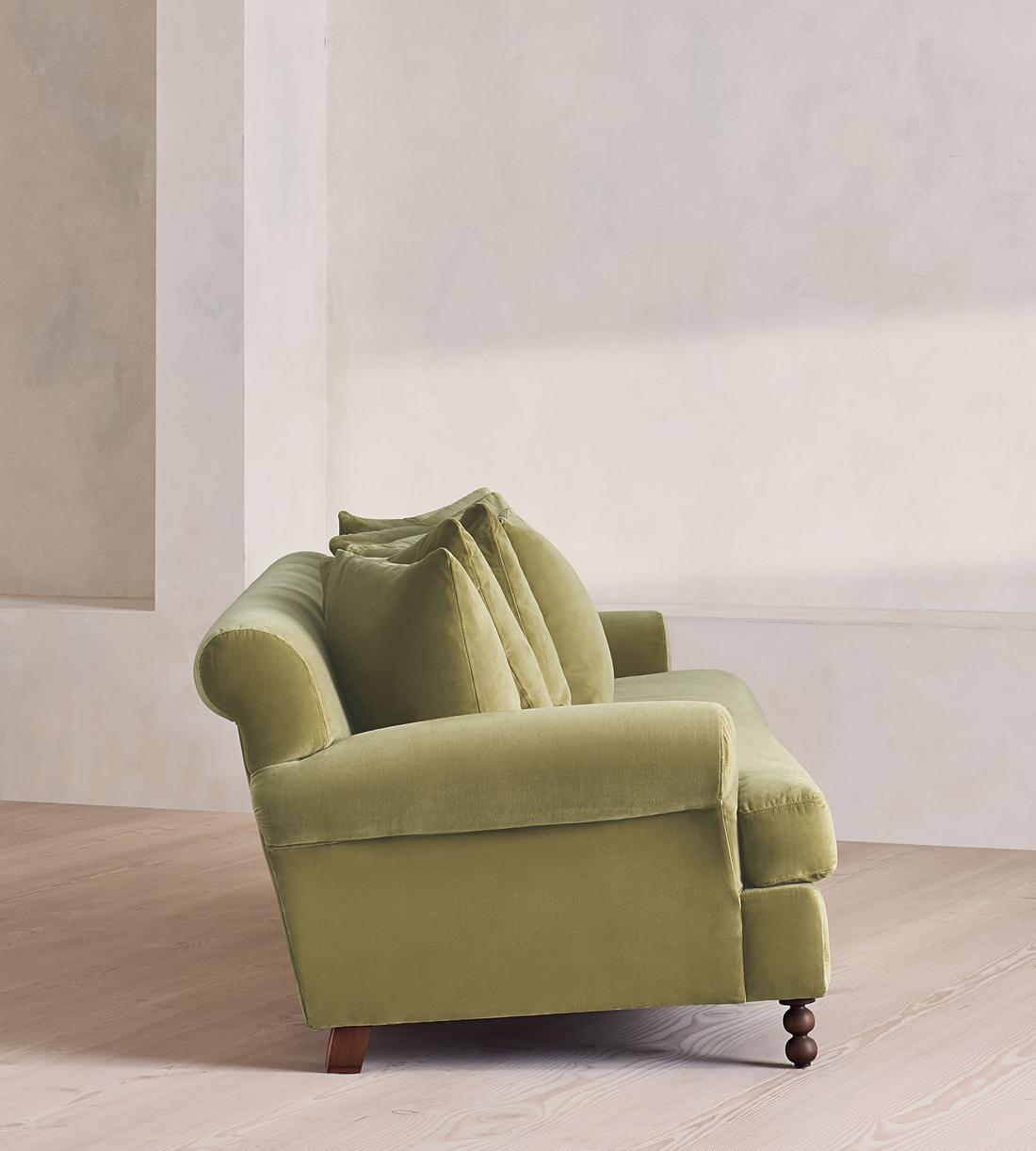Audrey Four Seater Sofa - Velvet - Lichen - Images - Image 3