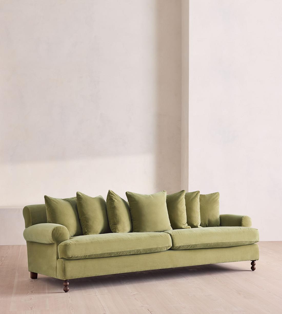 Audrey Four Seater Sofa - Velvet - Lichen - US - Listing - Image 2