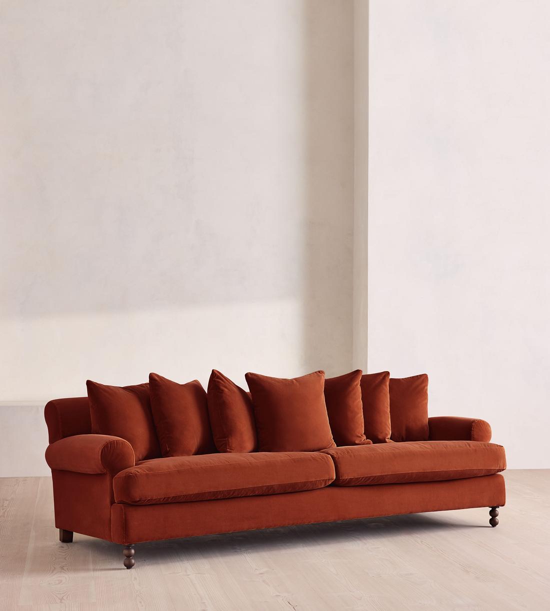 Audrey Four Seater Sofa - Velvet - Rust - Listing - Image 2