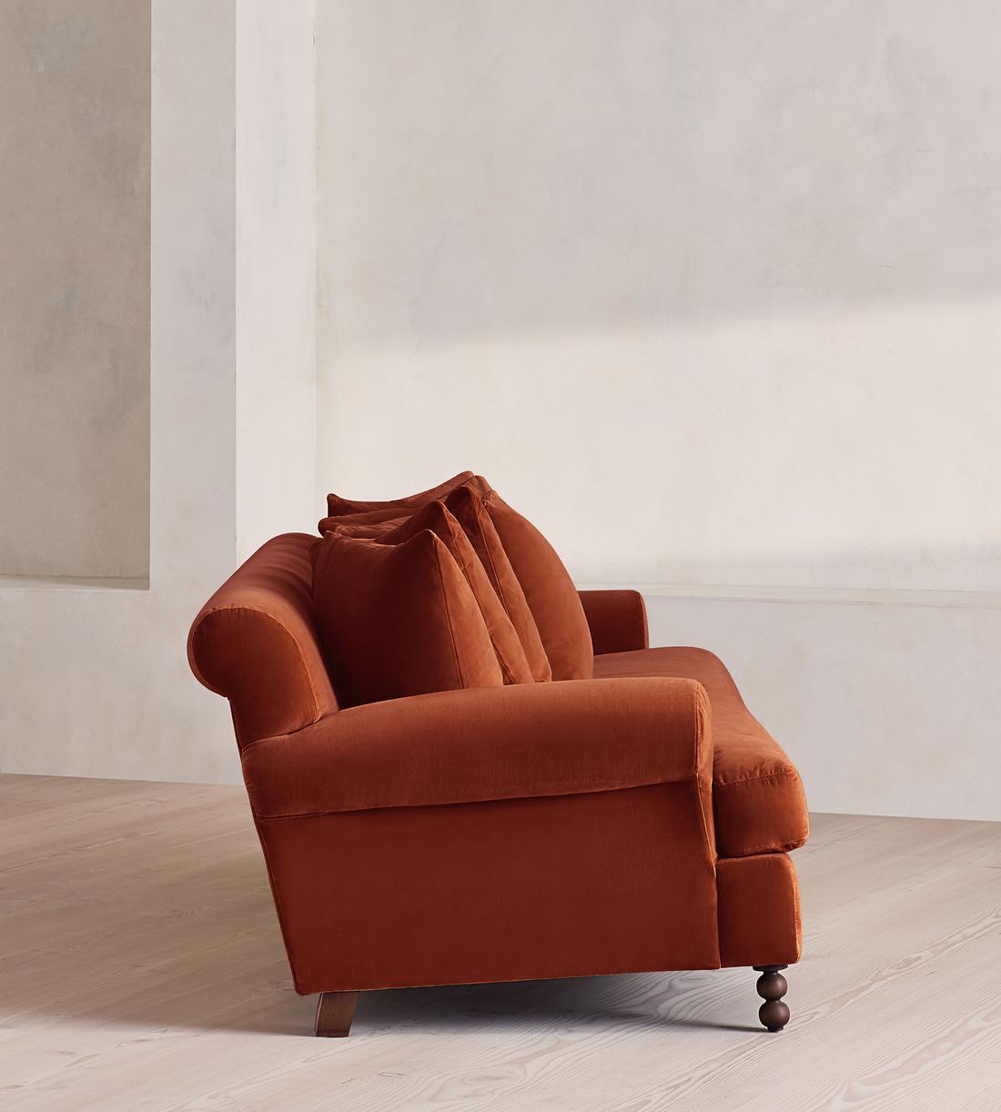 Audrey Four Seater Sofa - Velvet - Rust - Images - Image 3
