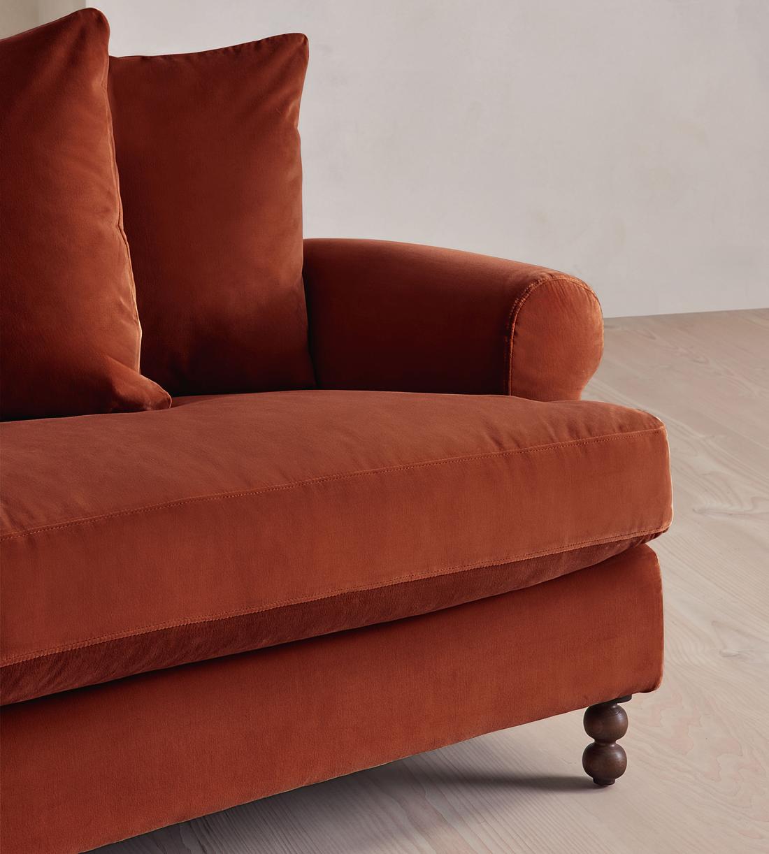 Audrey Four Seater Sofa - Velvet - Rust - Images - Image 5