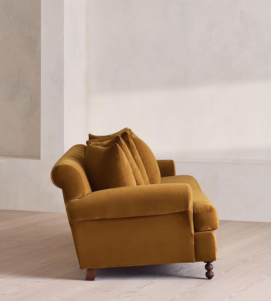 Audrey Four Seater Sofa - Velvet - Mustard - Images - Image 3