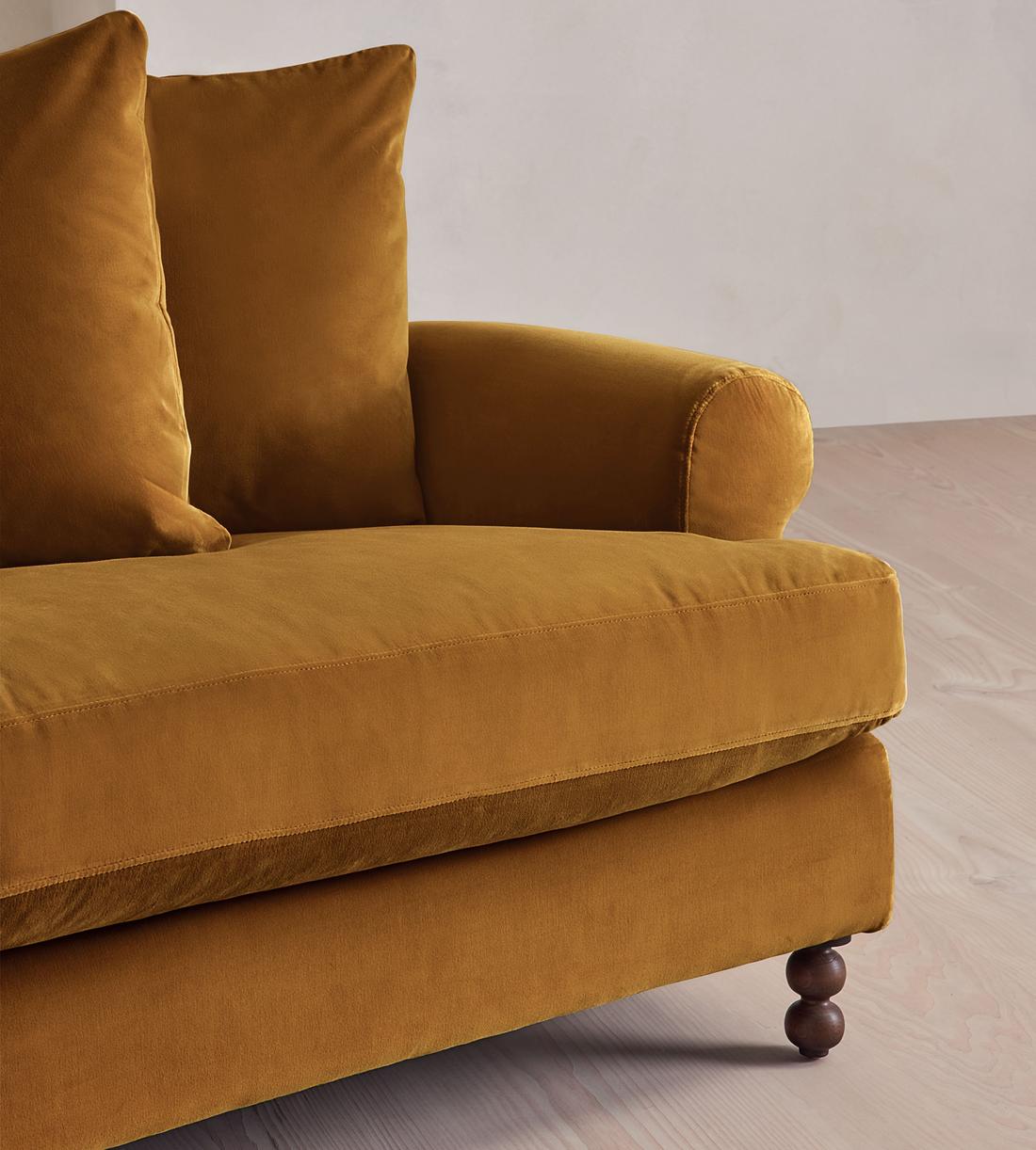 Audrey Four Seater Sofa - Velvet - Mustard - US - Images - Image 6
