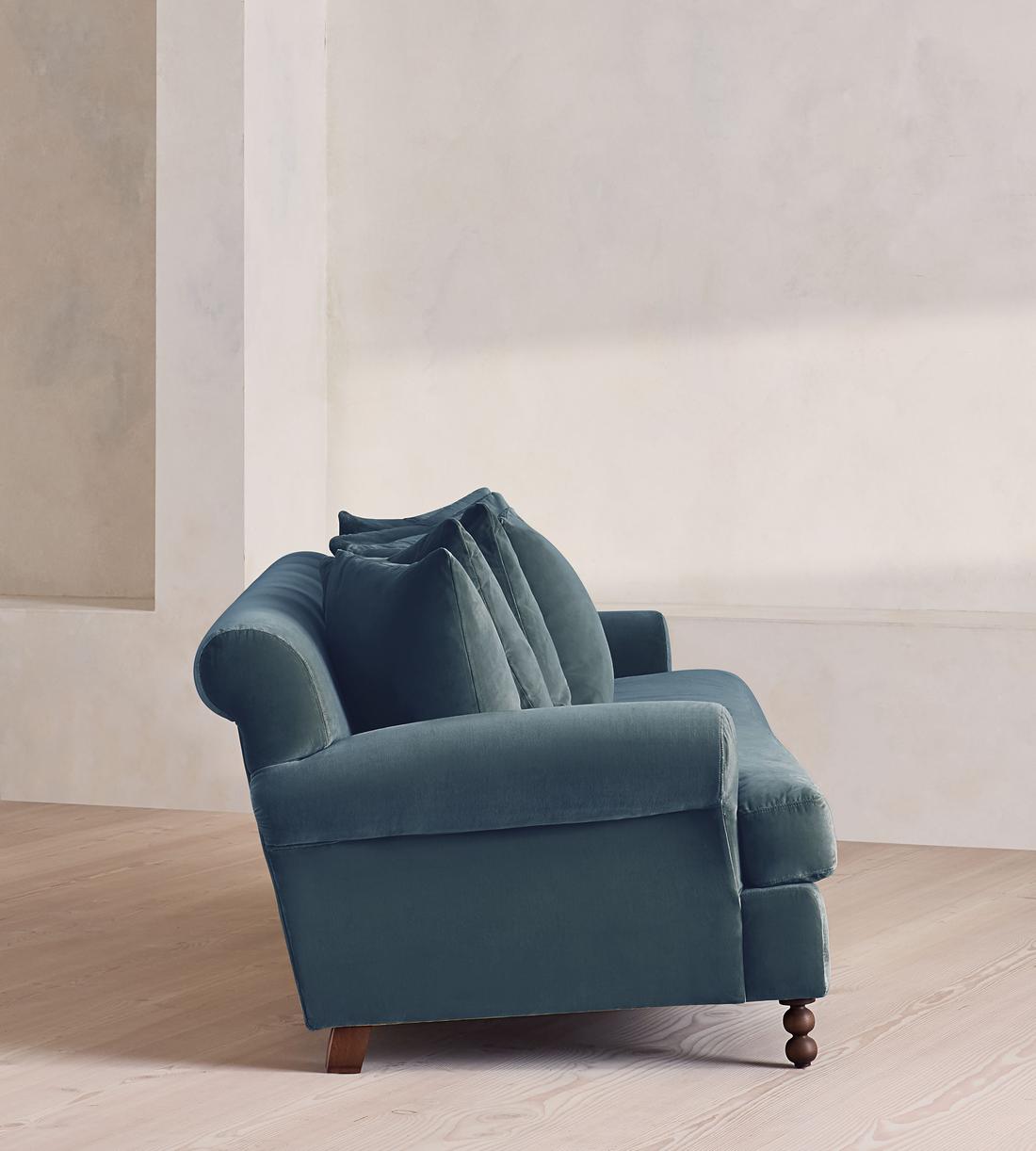 Audrey Four Seater Sofa - Velvet - Grey Blue - Images - Image 3