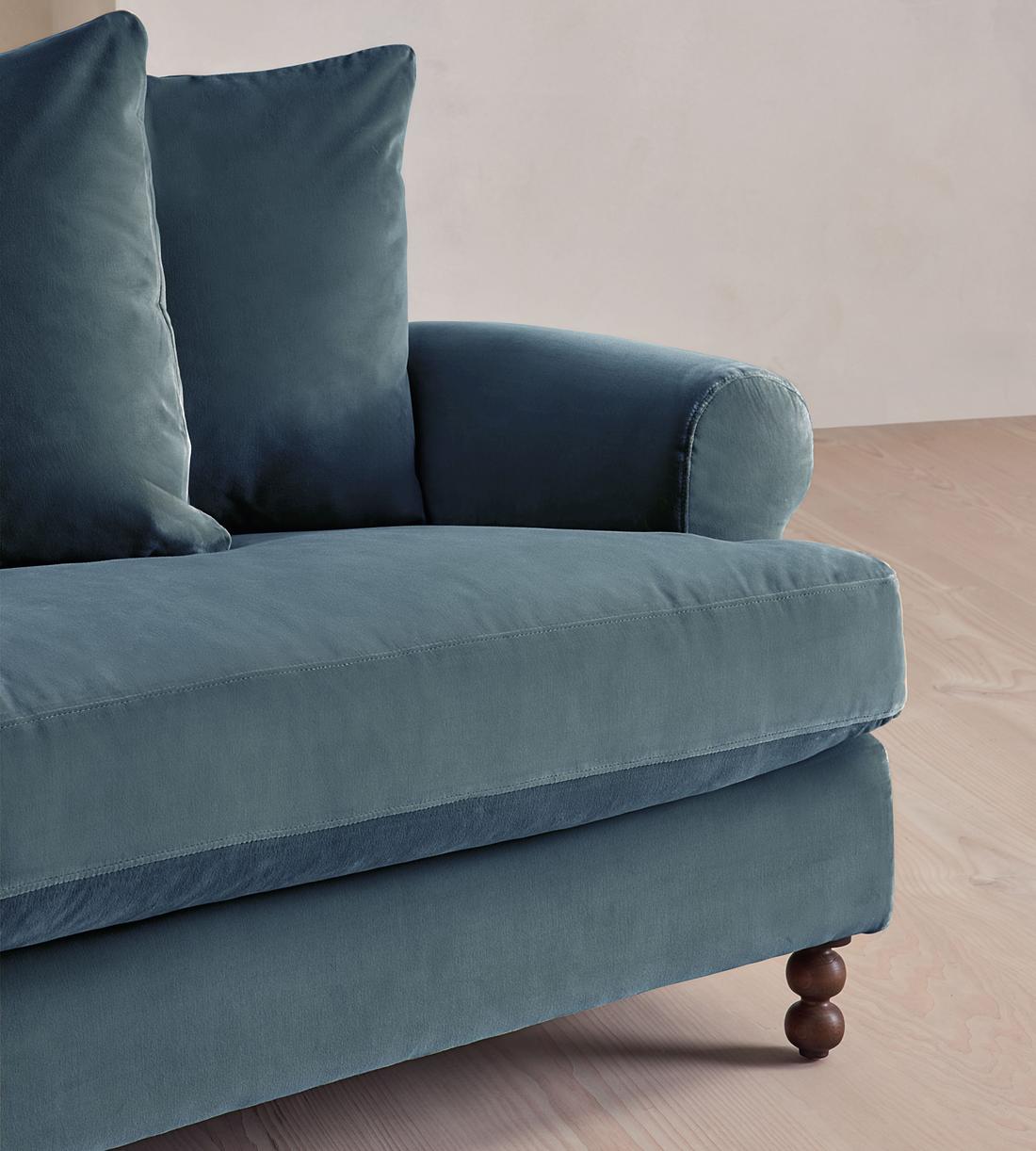 Audrey Four Seater Sofa - Velvet - Grey Blue - Images - Image 5