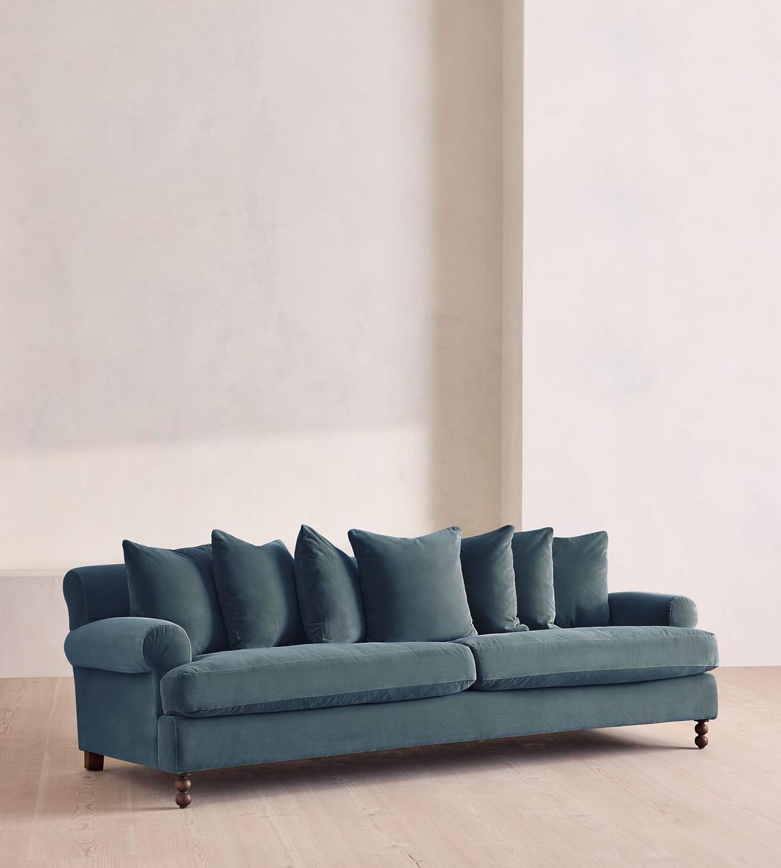 Audrey Four Seater Sofa - Velvet - Grey Blue - US - Listing - Image 2