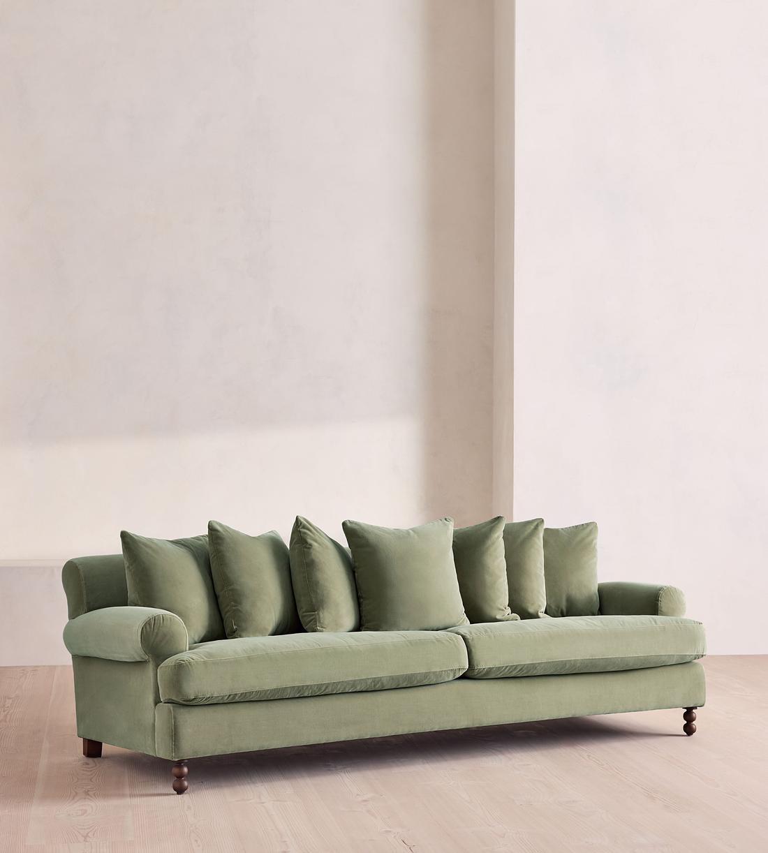 Audrey Four Seater Sofa - Velvet - Seafoam - UK - Listing - Image 2
