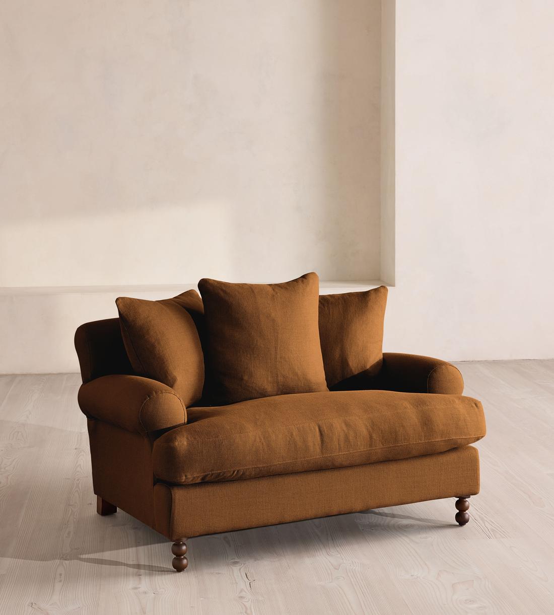 Audrey Loveseat - Linen - Terracotta - UK - Listing - Image 1