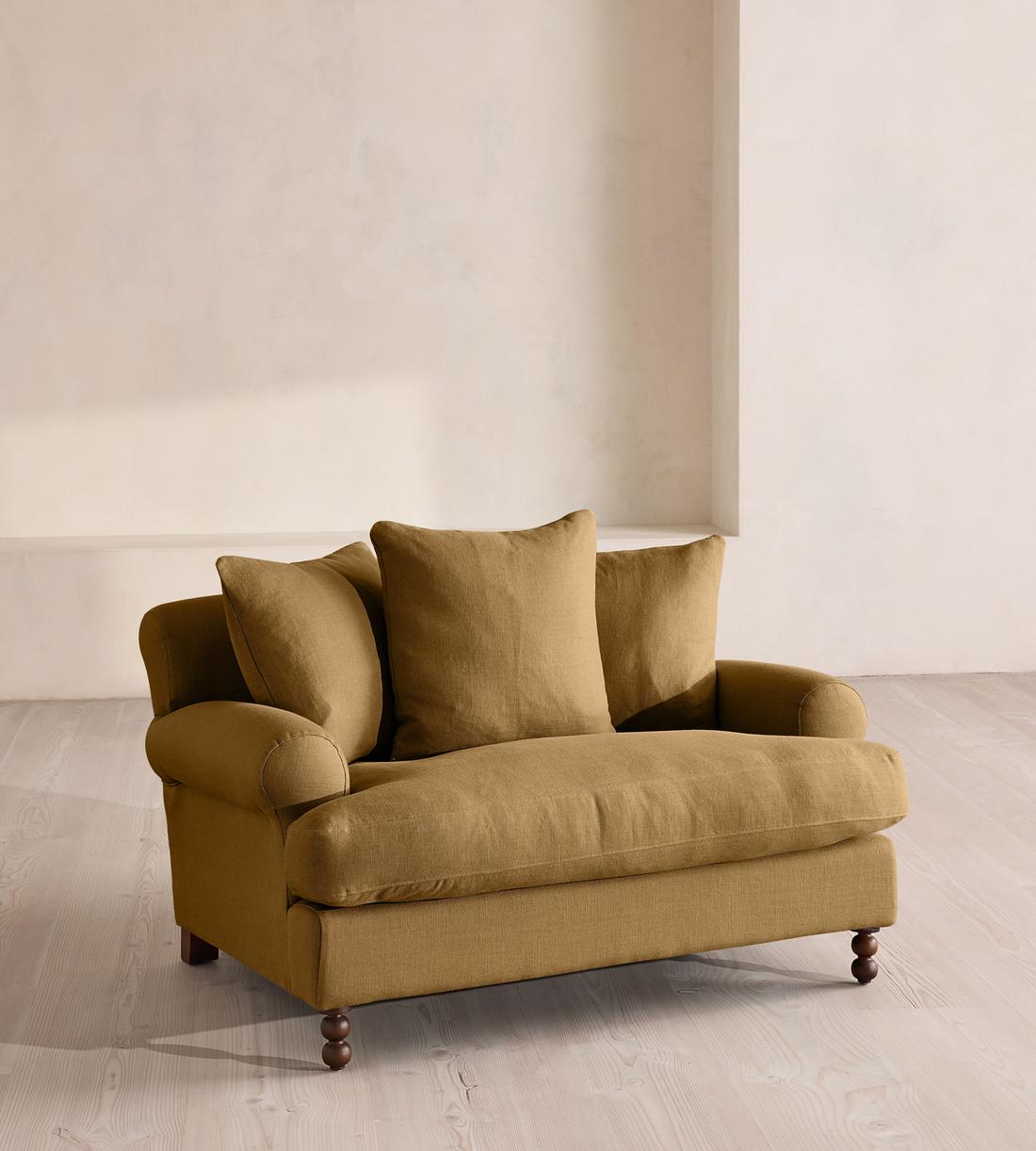 Audrey Loveseat - Linen - Ochre - Listing - Image 1