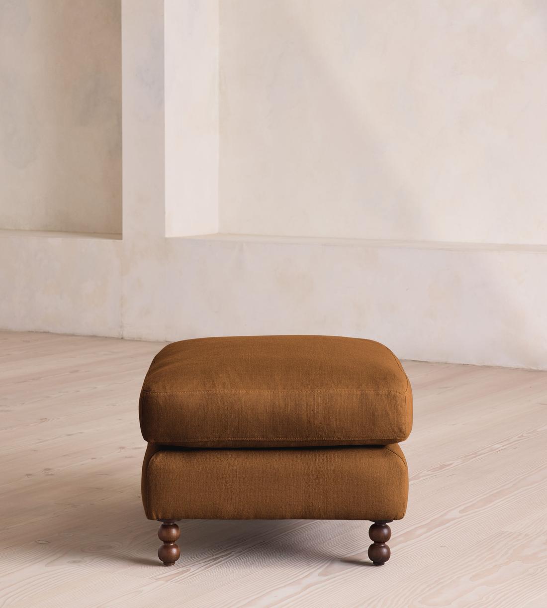 Audrey Rectangle Ottoman - Linen - Terracotta - UK - Images - Image 3