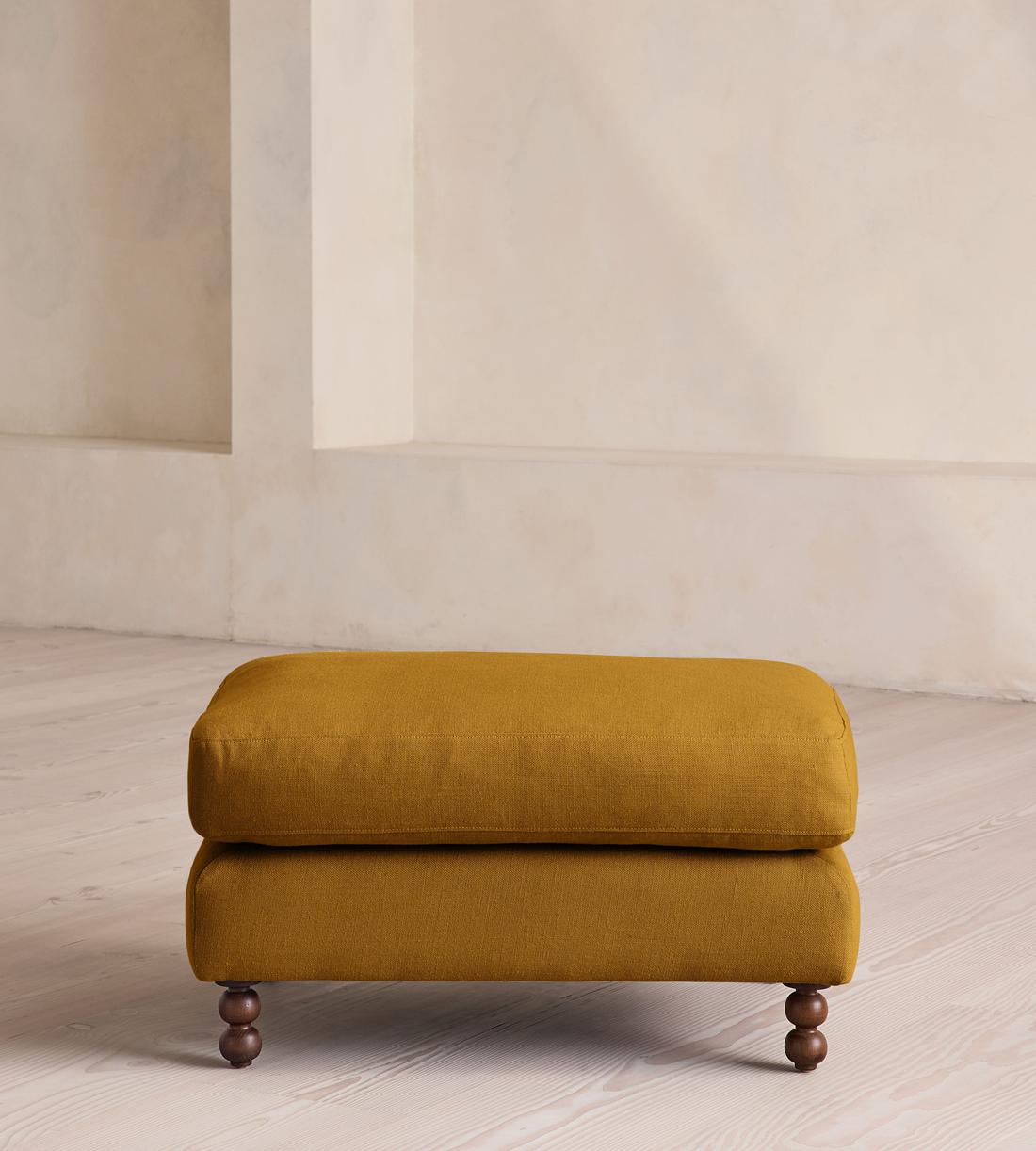 Audrey Rectangle Ottoman - Linen - Turmeric - US - Listing - Image 2