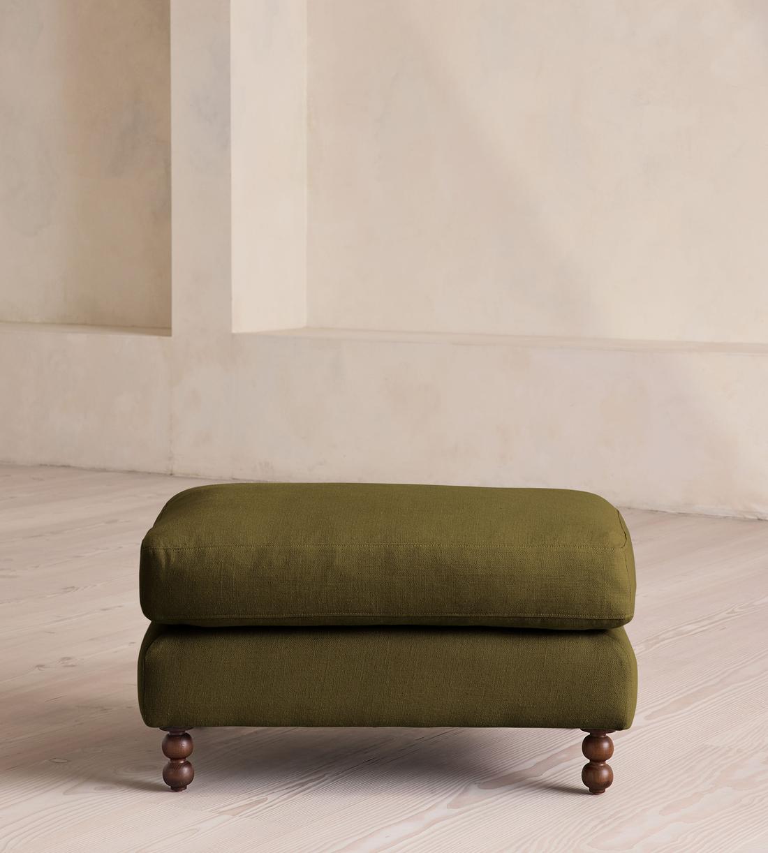 Audrey Rectangle Ottoman - Linen - Olive - Listing - Image 2