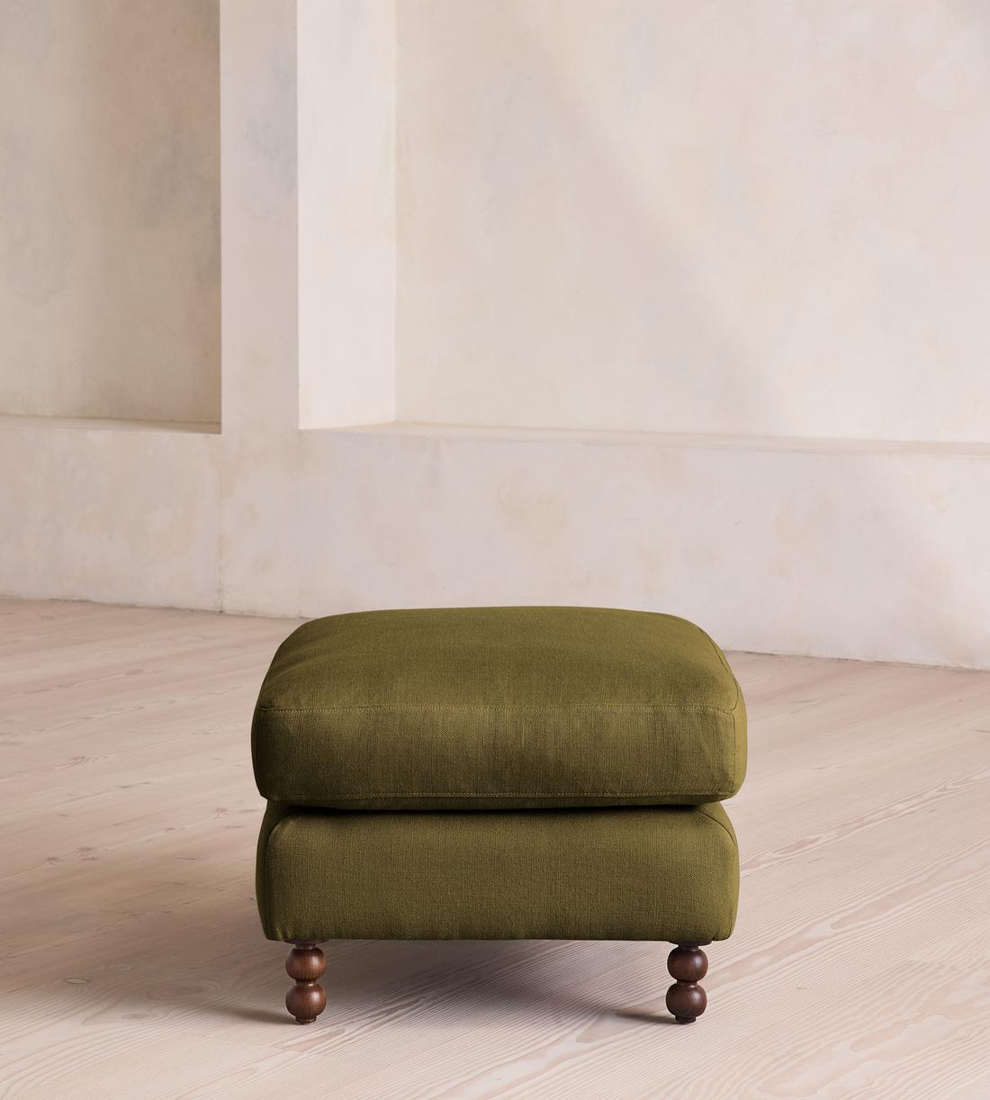 Audrey Rectangle Ottoman - Linen - Olive - Images - Image 3