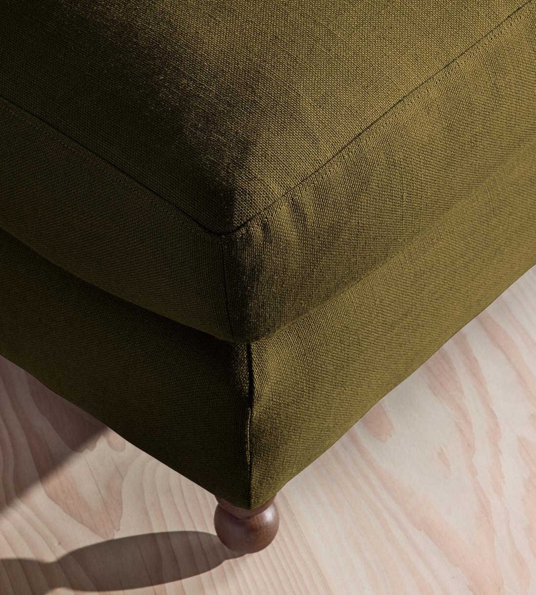 Audrey Rectangle Ottoman - Linen - Olive - Images - Image 4