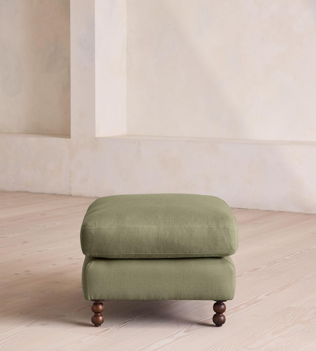 Audrey Rectangle Ottoman - Linen - Sage - Images - Image 3