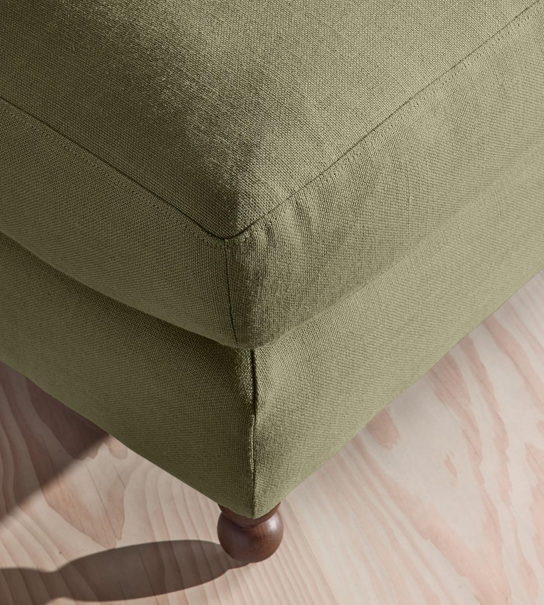 Audrey Rectangle Ottoman - Linen - Sage - Images - Image 4