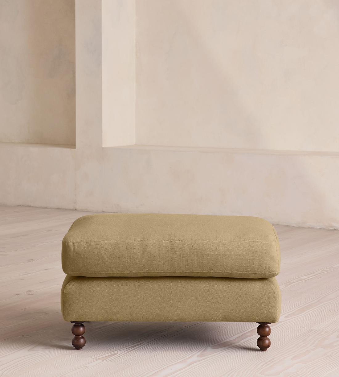 Audrey Rectangle Ottoman - Linen - Wheat - Listing - Image 2