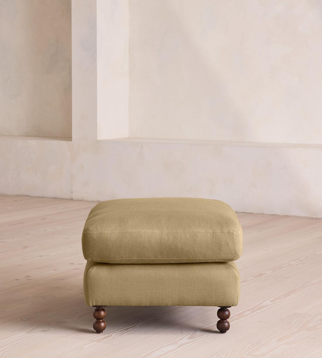 Audrey Rectangle Ottoman - Linen - Wheat - Images - Image 3