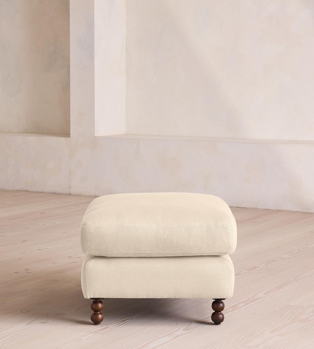 Audrey Rectangle Ottoman - Linen - Bisque - Images - Image 3
