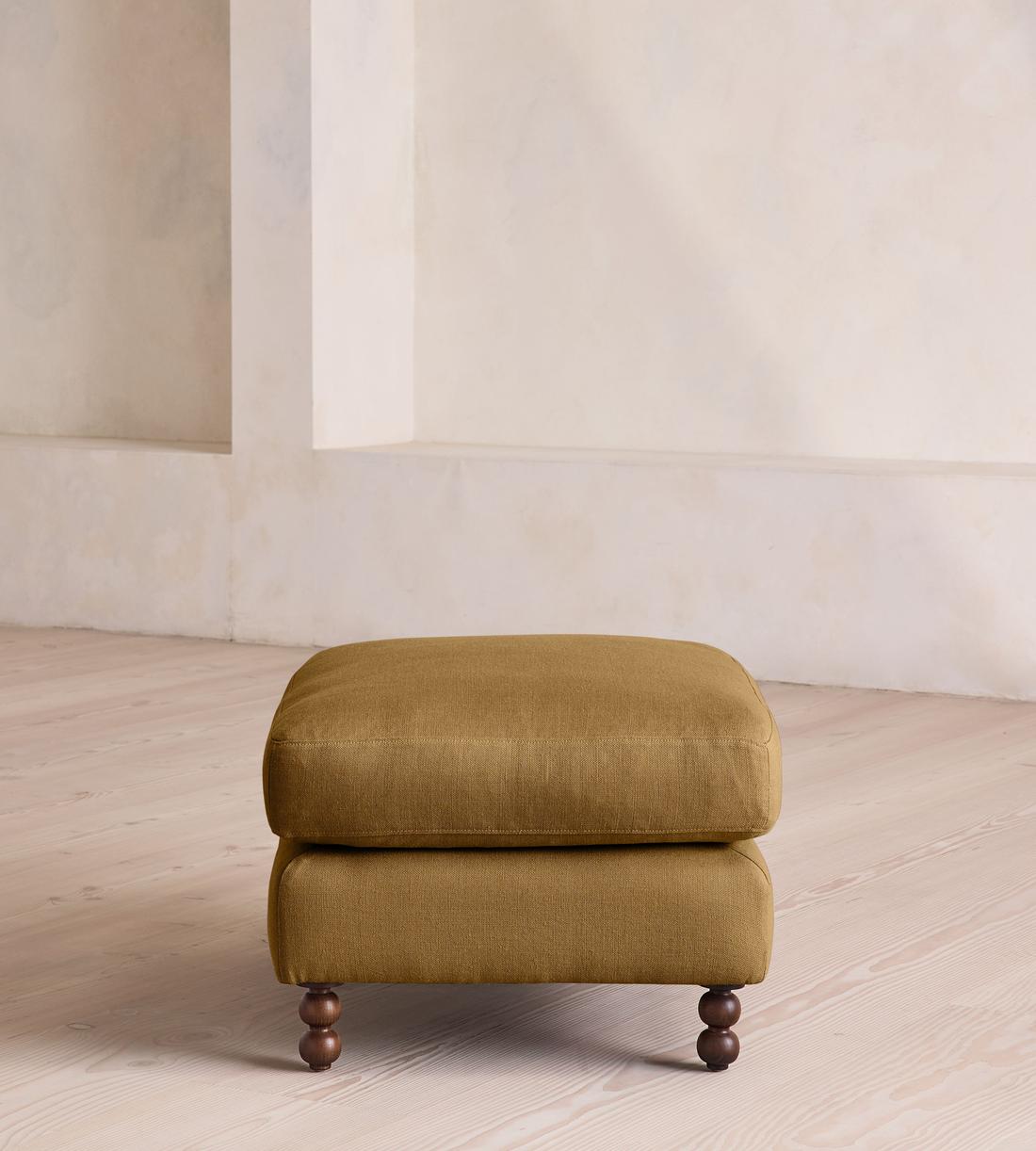 Audrey Rectangle Ottoman - Linen - Ochre - Images - Image 3