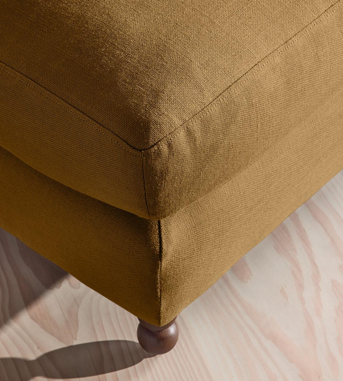 Audrey Rectangle Ottoman - Linen - Ochre - Images - Image 4