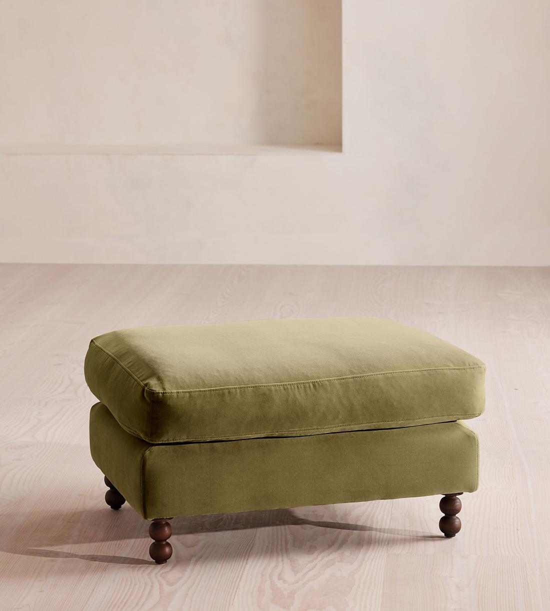 Audrey Rectangle Ottoman - Velvet - Lichen - Listing - Image 1