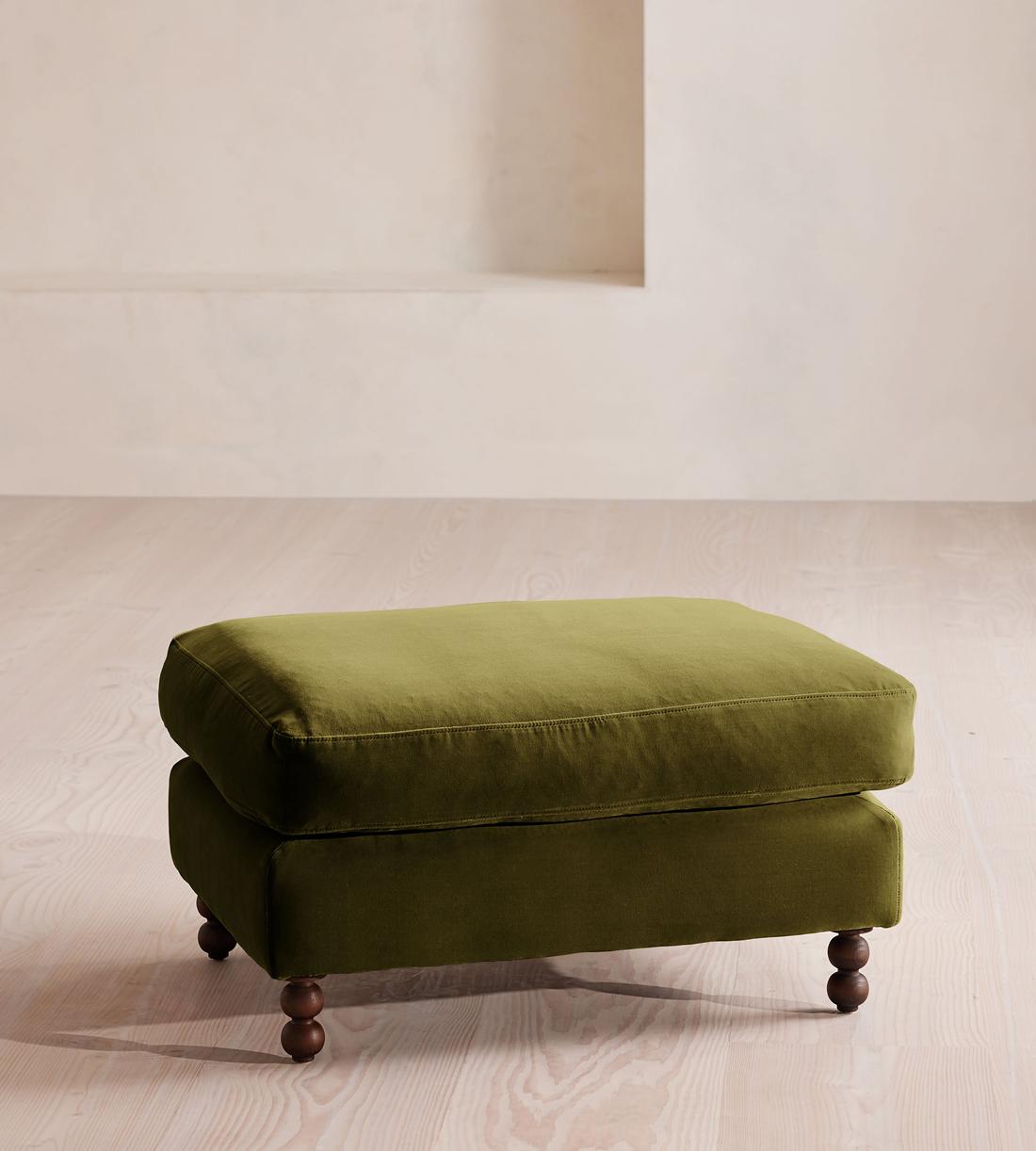 Audrey Rectangle Ottoman - Velvet - Olive - Listing - Image 1