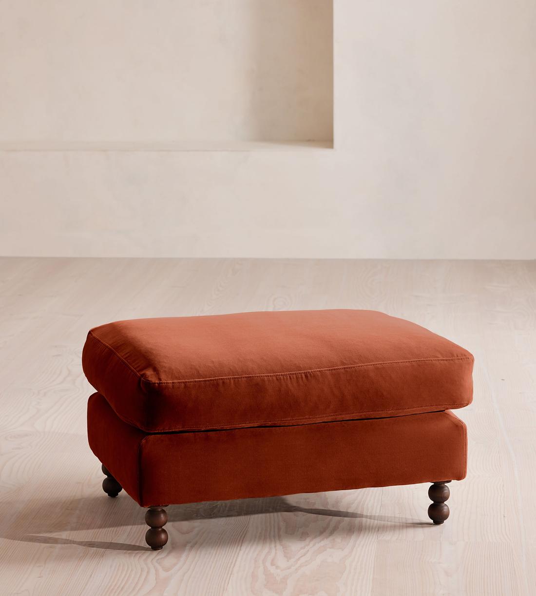 Audrey Rectangle Ottoman - Velvet - Rust - Listing - Image 1